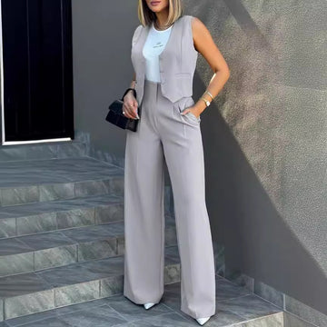 Fashionable suit vest waistcoat wide-leg pants