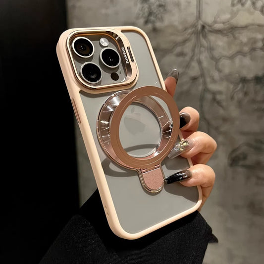 Magnetic Transparent Dual Bracket Anti-Fall Phone Case